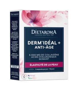 Derm'Idéal + - Anti-âge - Collagène, Co Q10 et Acide Hyaluronique, 20 ampoules